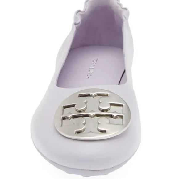 Tory Burch Claire Ballet Flats Leather Logo Spring Lavender Lilac 9 - Picture 14 of 16